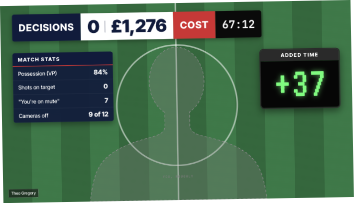 Ham United, a football scoreboard background for a meeting's decisions and stats
